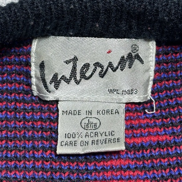 Vintage 80s 90s Interim Sweater Kids Youth Large 16/18 Aztec Navajo Acrylic Knit - Picture 3 of 10